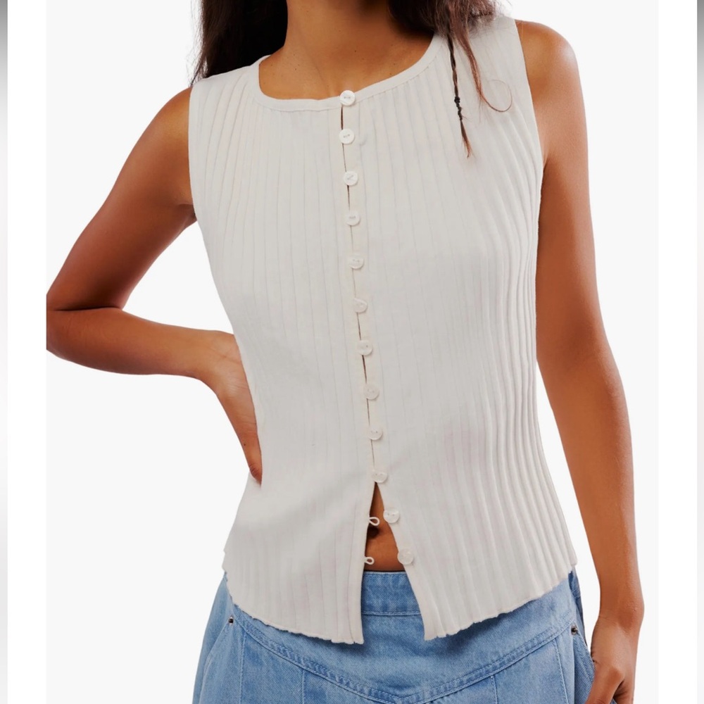 Free People Tilly Rib Button-Up Top